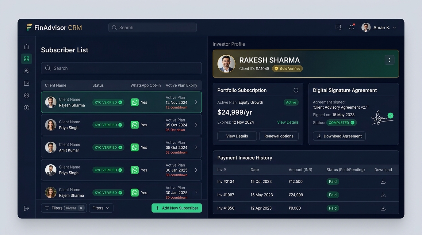 Branded Client Subscriber CRM and Investor Portal Hub